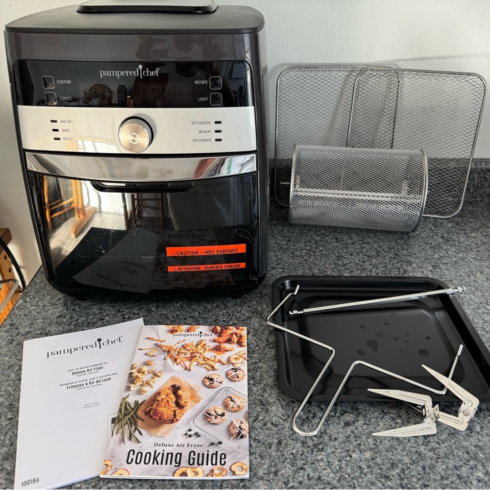 Pampered Chef Black and Silver Deluxe Air Fryer